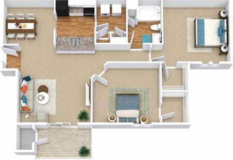 Two Bedroom One Bathroom Floorplan | 1,117 Sq. Ft. at Austin Chase Apartments, Macon, 31210